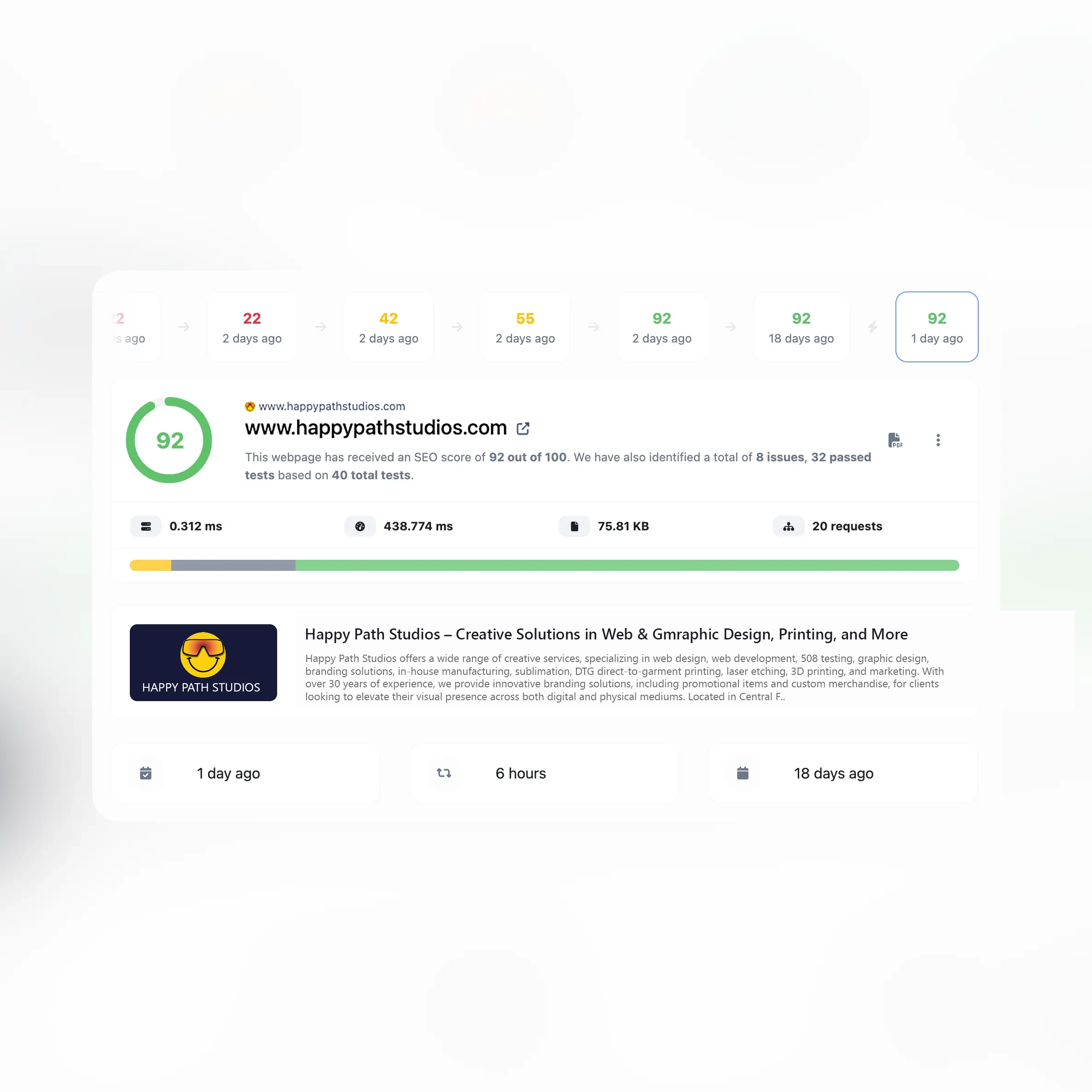 Screenshot of the app audit history tracking feature