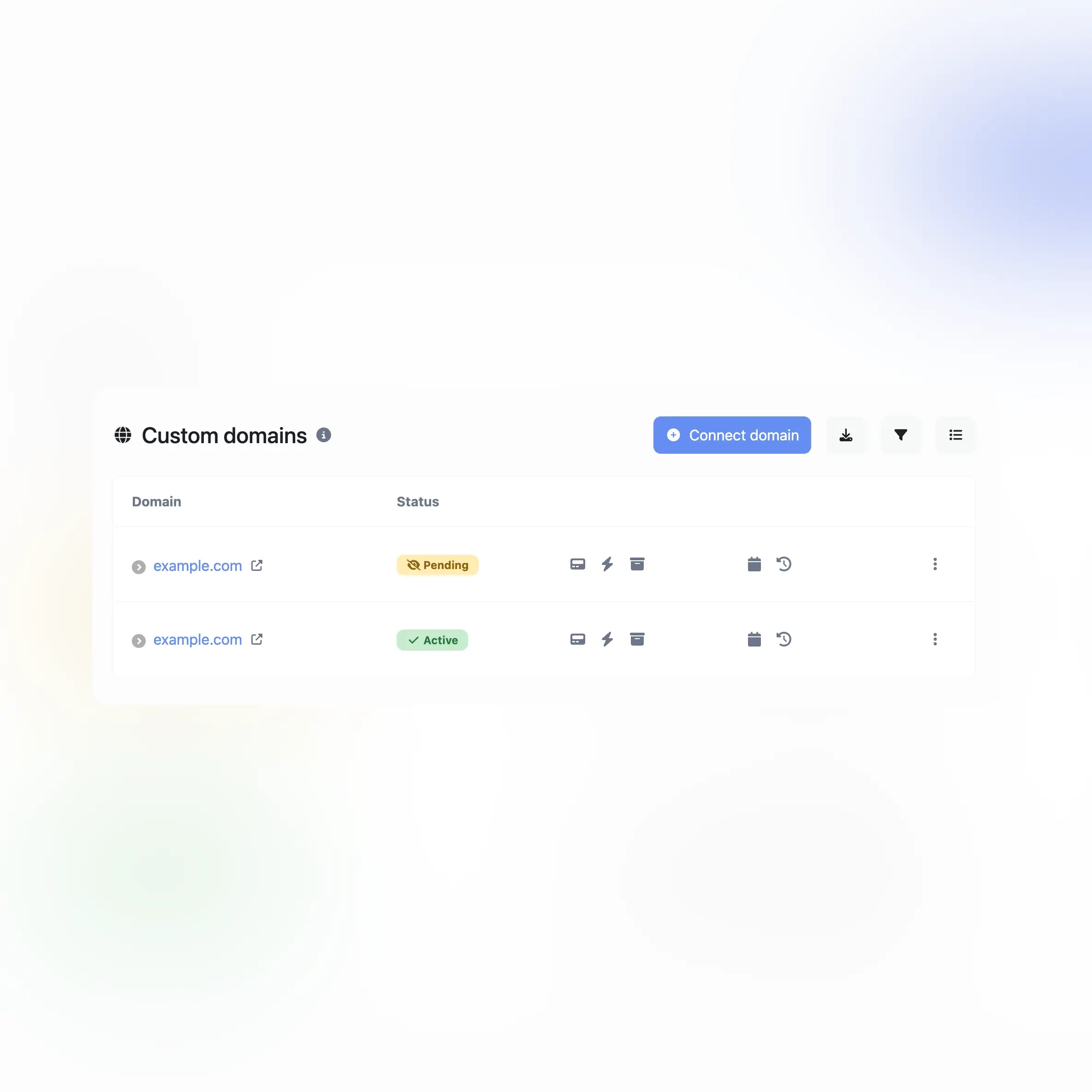 Screenshot of the app custom domains feature for audits